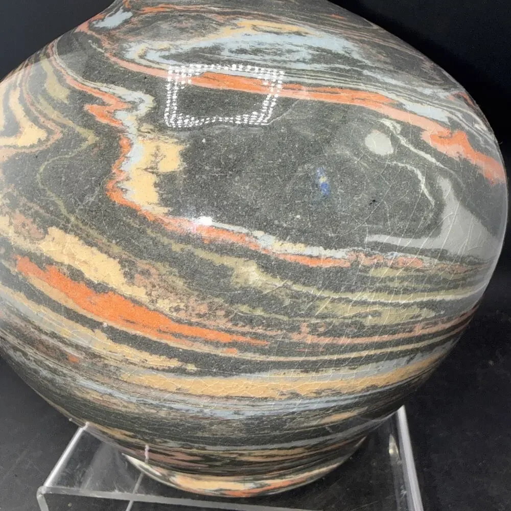 KLER Studio Art Pottery Agateware Neriage Vase Signed Dated 1997 #26 Hand Thrown